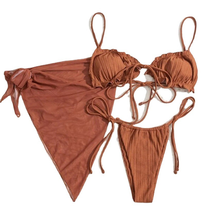 Ropa de trajes de bikini de dos piezas de color sólido al por mayor